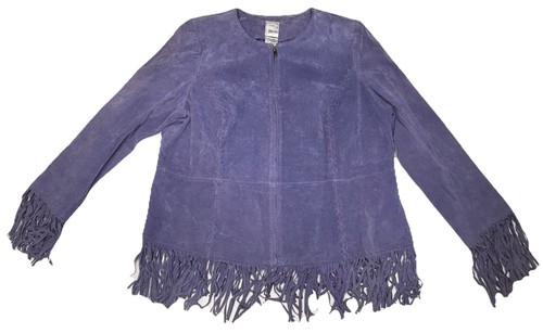 Chaqueta Roaman’s 18W Gamuza Cuero Flecos Púrpura Western Boho Rodeo Vaquera De Colección - Imagen 1 de 7