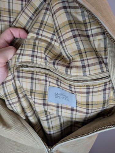 M und S Cordjacke Herren Large Beige Cordoroy Kragen Bomber Marks & Spencer - Bild 10 von 14