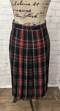Kinloch Anderson Tartan Kilted Skirt Pleated Wool Plaid Sz 12 GB Buckle Scotland