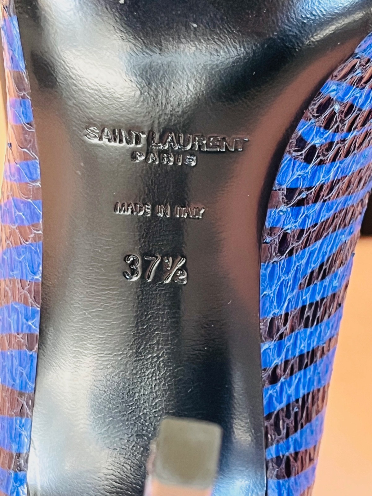 Rare SAINT LAURENT Blue Python-Embossed Zebra Pri… - image 9