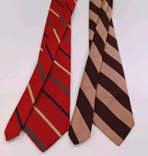 2 Vtg Lands End Ties 100 Percent Silk Stripes Brown One Is Charter Collection