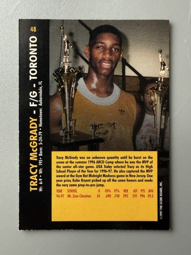 1997 Score Board Rookies - Tracy McGrady #48 Dean's List (RC) - Picture 2 of 2