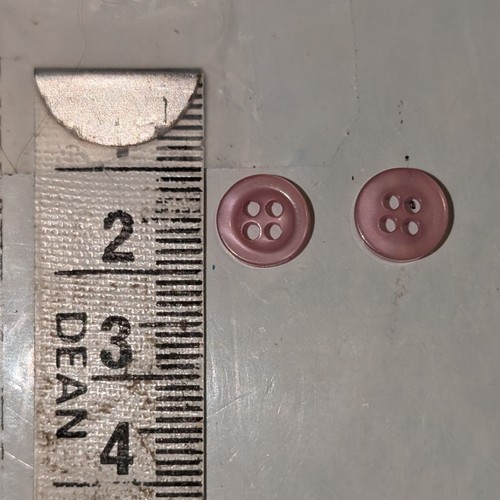 2 9mm Pale Pinky Purpley slightly pearlescent 4 Hole Plastic Buttons - Picture 2 of 2