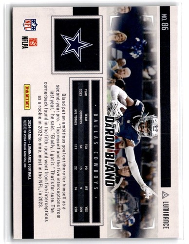2024 Panini Luminance DaRon Bland #86 Dallas Cowboys - Picture 2 of 2