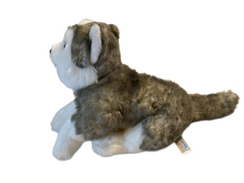 Animal Alley 10 Zoll Plüsch Wolf Sibirischer Husky Hund grau weiß Toys R Us realistisch - Bild 5 von 12