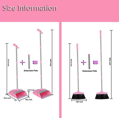 Set scopa e spolverino rosa, con set combinato per casa ufficio - Foto 3 di 7