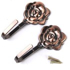 2pcs Vintage Rose Curtain Tieback Tassel Hooks Door Wall Hook (Antique Copper)