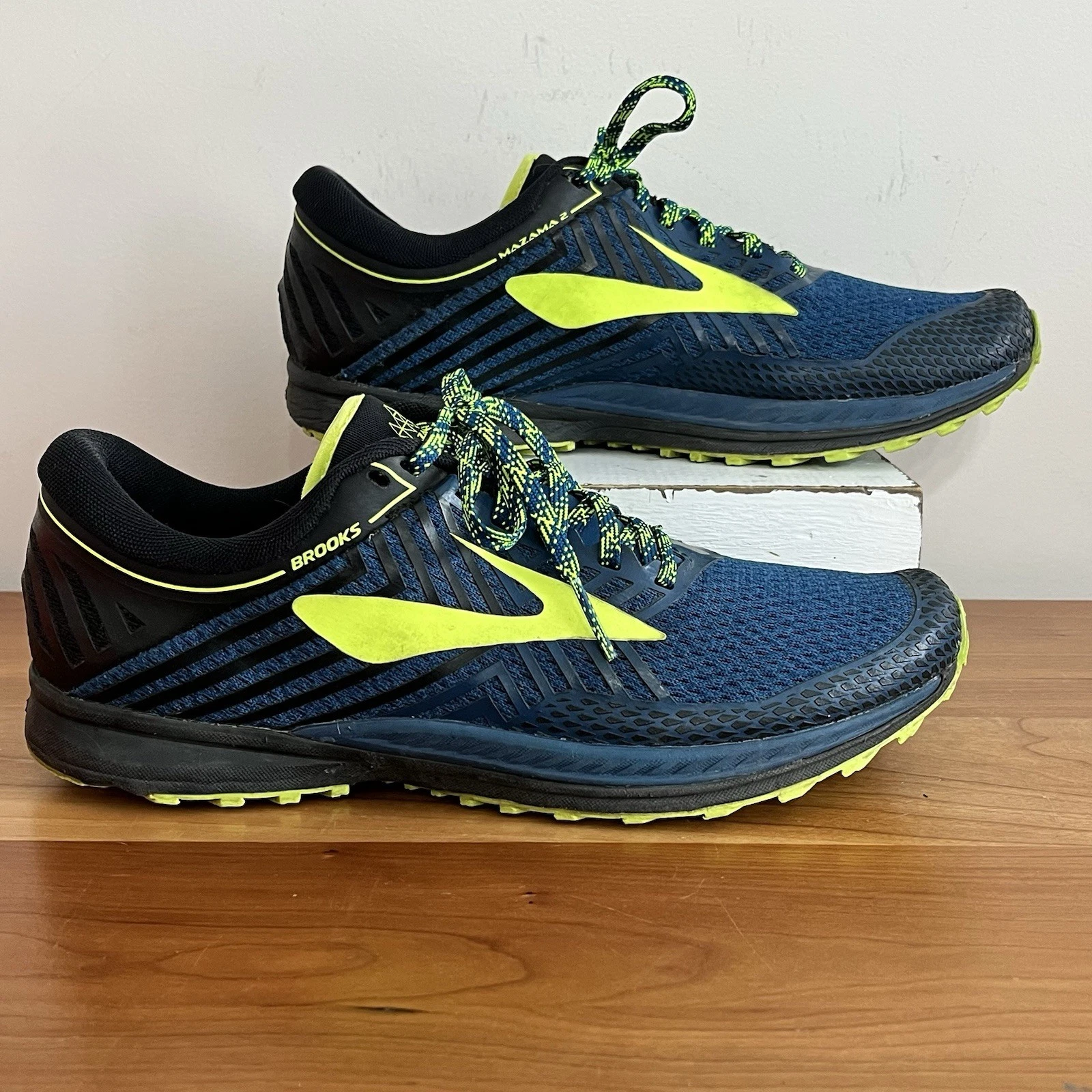 Mens Brooks Mazama 2 Trail Running Shoe Blue Green Black RETIRED Size 8.5