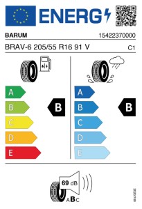 BARUM BRAVURIS 6 205/55 R16 91 V - B, B, 69 dB - Bild 2 von 2
