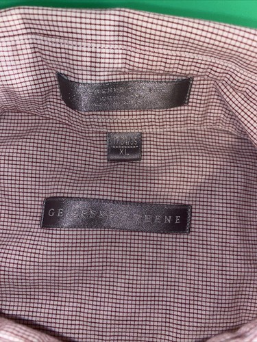 Camicia elegante Geoffrey Beene uomo XL rosa quadri manica lunga fondo piumino casual - Foto 2 di 6