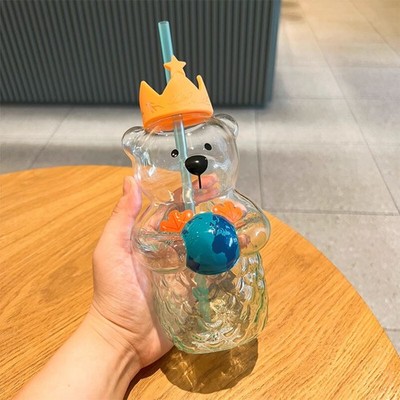 New Starbucks Anniversary Bearista Mermaid 591ml Glass Straw Cup