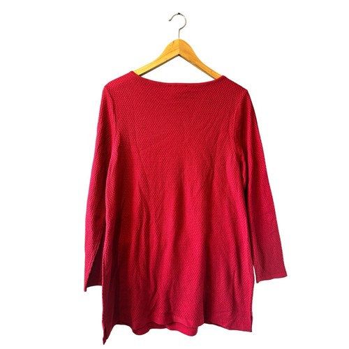 NWT J.Jill | Red Cotton-Blend Waffle Knit Tunic Sweater | Size Large Petite - Picture 3 of 9