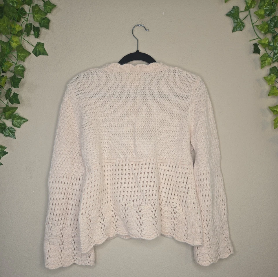 Cárdigan Suéter Sparrow Anthropologie Lana Angora Cachemira Marfil Babydoll Tejido  Foto 3 de 4