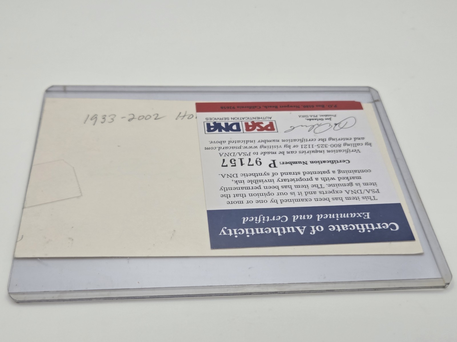Johnny Unitas Signed Original Index Card PSA/DNA Authenticated view 2