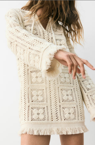 H&M SUMMER 2025 Crochet-Look Tunic Dress (Cream) - Picture 3 of 6