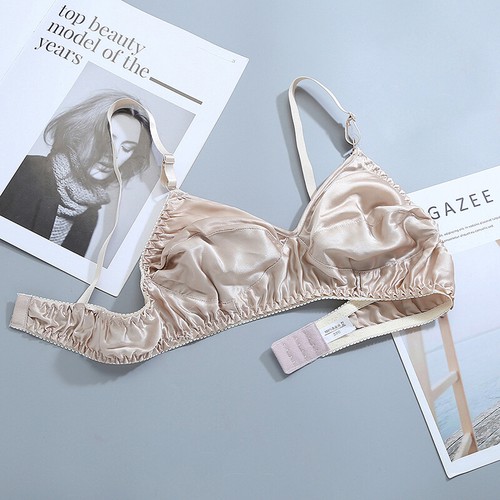 Reggiseno donna raso lucido seta bralette ultrasottile biancheria intima wireless top - Foto 8 di 18