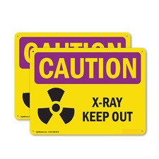 (2 Pack) X-Ray Keep Out OSHA Caution Radiation Sign Decal Metal Plastic