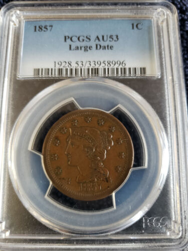 1857 Large Cent, large date, PCGS AU53