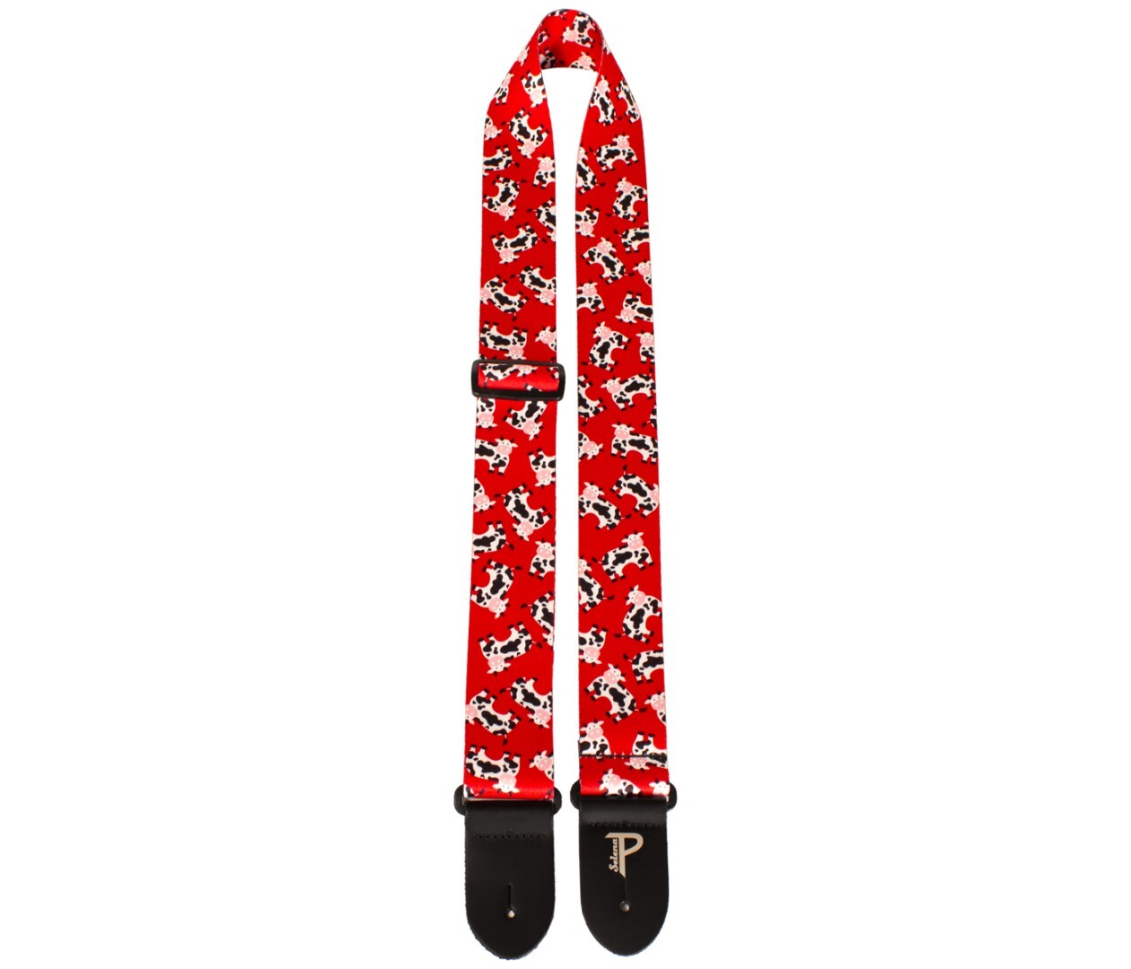 Гитарный ремешок Perris 2 Wide Double Sided Cowses с красным фоном-Сделано в Канаде 