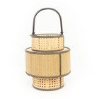 NEW Coastal Home York Rattan Lantern w/Glass Insert 26.5x30cm