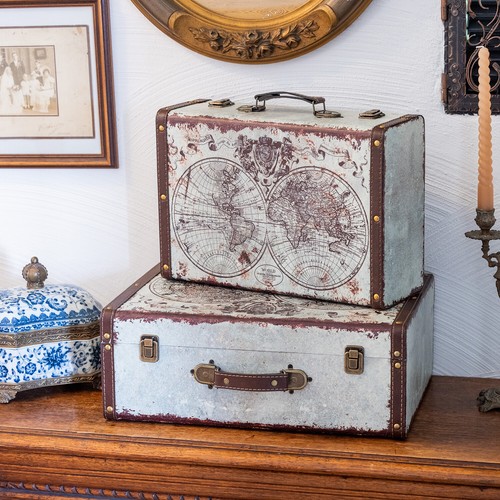 HMF Deko Holzkoffer im Vintage-Design Holzkiste Geschenkbox versch Muster/Größen - Bild 17 von 47