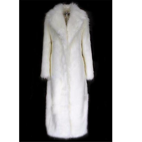 Mens Mid Long Faux Fox Fur Collar Winter Stage Coat Parka Outwear Hot Occident - 第 12/12 張圖片