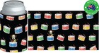 6x Designer Beer Can STUBBY HOLDER Stubbie Cooler Koozie with base Drums black