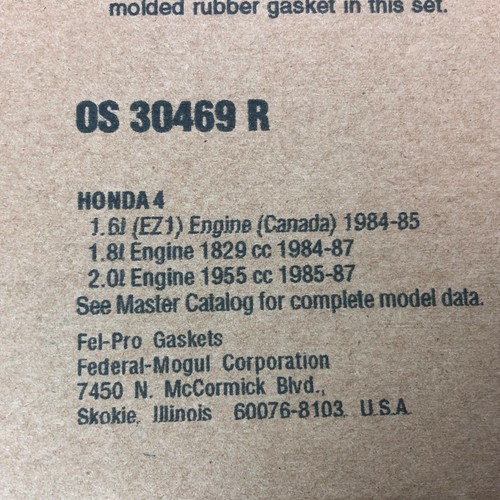 FEL-PRO BRAND OS 30469 R ENGINE OIL PAN GASKET SET FOR HONDA 4 1.6L 1.8L 2.0L - Picture 2 of 2
