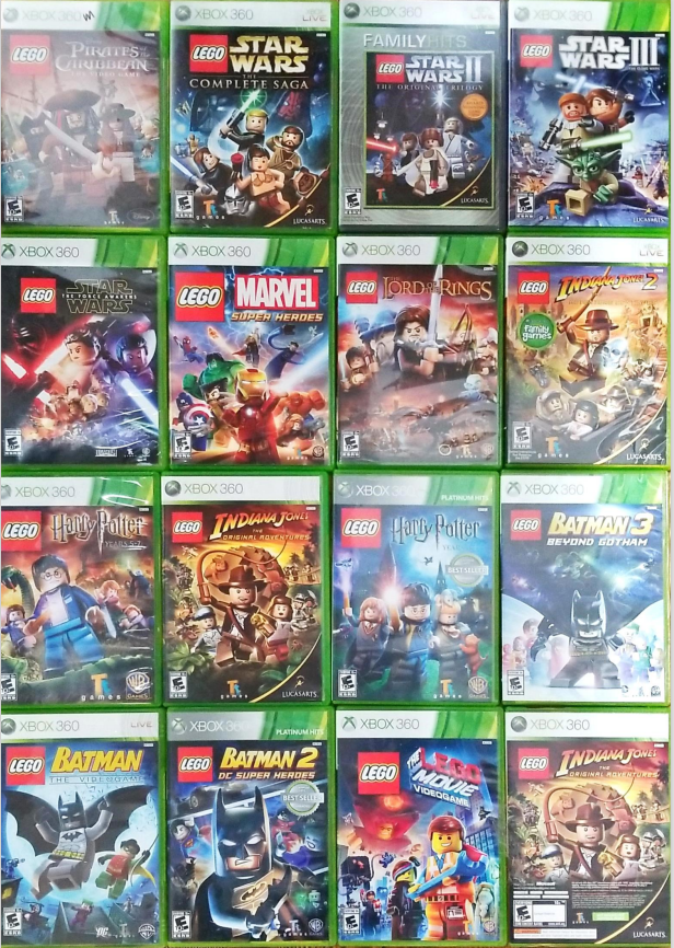 4 XBOX 360 LEGO VIDEO GAMES LOT OF 4 BATMAN PURE SUPER HEROS THE LEGO MOVIE