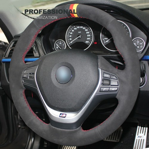 Non-slip Durable Black Suede Car Steering Wheel Cover For BMW 3 Series F30 F34 - Picture 4 of 8