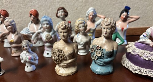 Menge 14 Vintage Deutsch Japan Porzellan Kreidegeschirr Halb Puppen ~ Nadelkissen - Bild 5 von 13