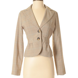 Rampage-Small-Tan-Plaid-Blazer-Jacket