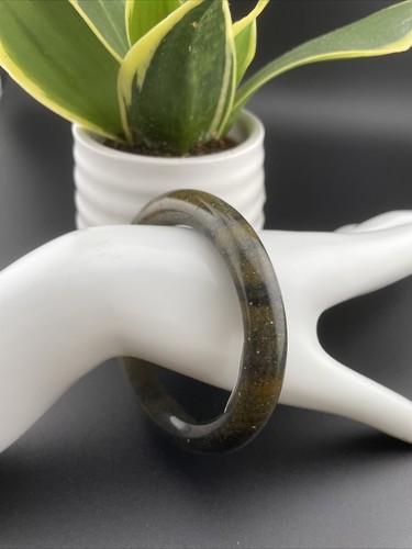 純天然玉鐲 Grade A 100% Untreated Indian Jade Bangle 53 Mm Golden Brown - Bild 11 von 14