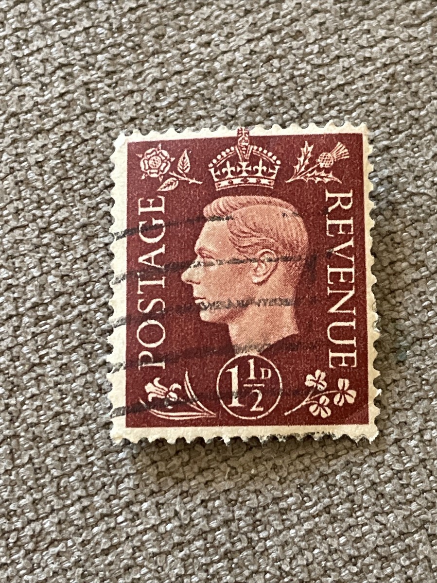 1938 UK Postage/Revenue ~ King George VI ~ Red 1 1/2 Stamp