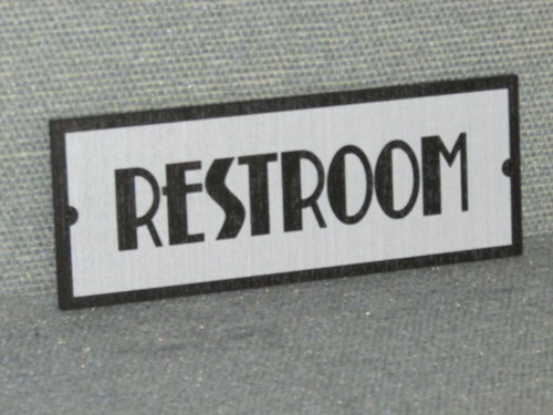 Restroom Door Sign Gray and Black - Picture 2 of 2