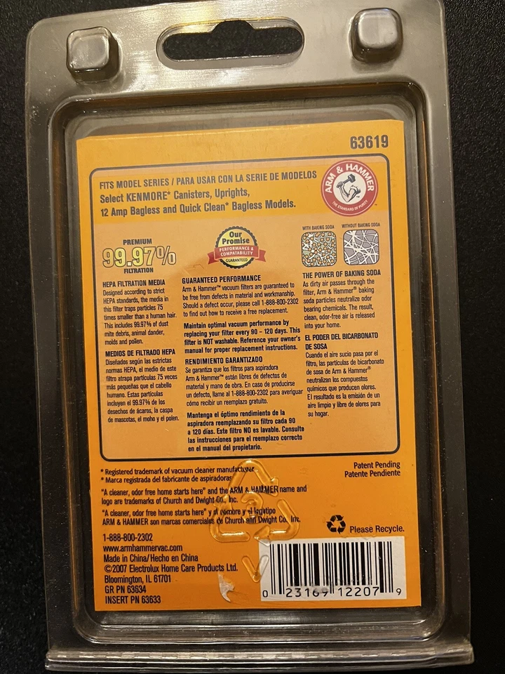 Lot of 3, Arm & Hammer Kenmore Odor Eliminating Vacuum Filter EF2 🔥 - Image 2 of 3