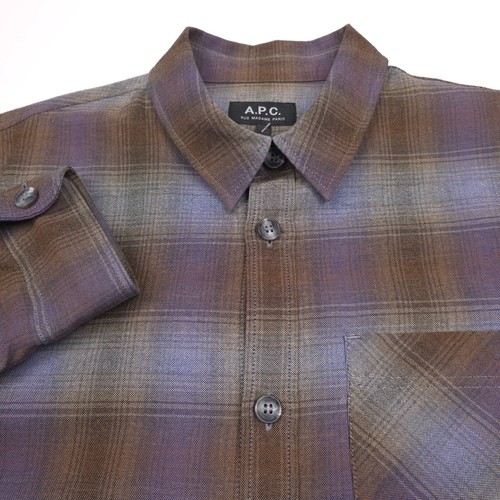 $310 APC Tartan Plaid Surchemise Hazelnut Trek Overshirt Mens Size Medium