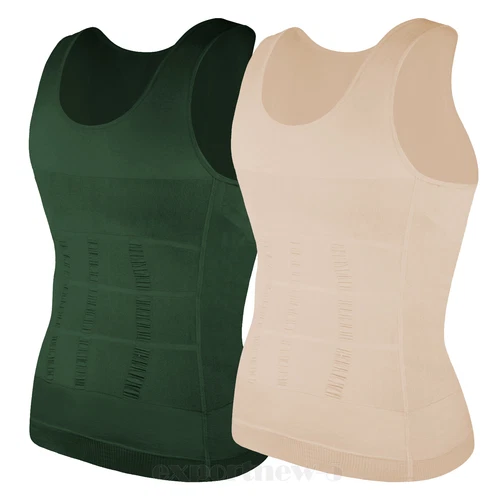 Herren Abnehmen Body Shaper Weste Gürtel Bauch Brust Kompression T-Shirt Tank Top - Bild 43 von 49