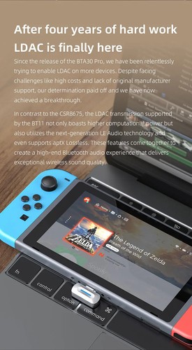 Bluetooth 5.4 Transmitter for Mobile/Game Player To Wireless Headphones - 第 10/26 張圖片