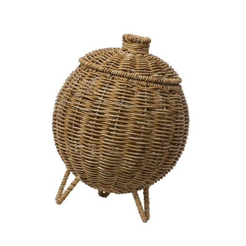 Tabletop Hand Woven Storage Container with Lid Durable Plastic Sundries Holder - Picture 6 of 11