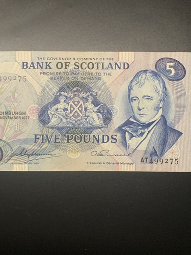 Banknote Of Scotland Five Pounds Bank Of Scotland Dated 1977’s - Picture 3 of 4