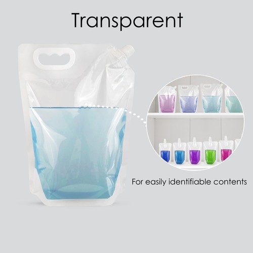 Clear Plastic Spouted Liquid Drink Packaging Reusable Pouch 100Ml To 5 Litre Lot - Picture 83 of 98