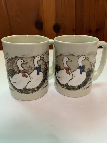 Otagiri Embossed Couples Ducks Painted Stonewear Mug Made In Japan Lot Of 2 - Picture 2 of 7