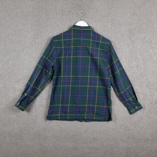 PENDLETON Jacket Womens S Small Green Check Wool Flannel Collared Shirt Shacket - Picture 4 of 9