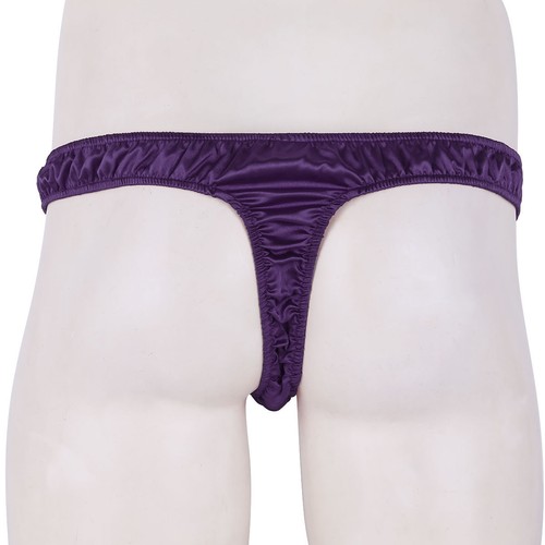 Men's Briefs Low-Rise Sissy Bikini Briefs Satin G-sting Thong Underwear Panties - Picture 57 of 60