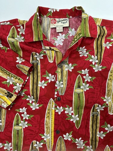 Camisa Hawaiana Hilo Hattie Niños XL Roja Floral Tablas de Surf Playa Aloha Algodón EE. UU. - Imagen 3 de 15