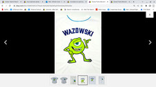 Large Adult Monsters Inc Wazowski Baseball Jersey NWT Disney Parks