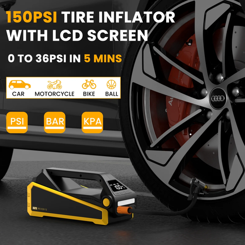 CAR BATTERY JUMP STARTER Air Compressor 4000A 150 PSI Tire Inflator Air Pump - Picture 4 of 9