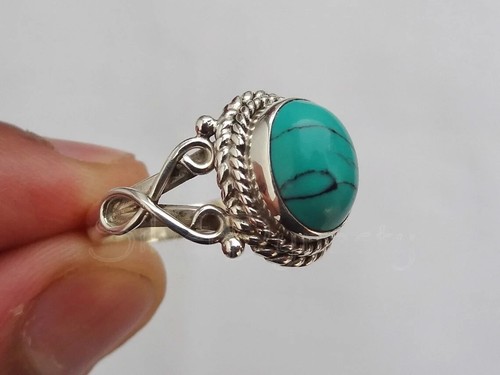Anillo Boho De Declaración De Plata Esterlina 925 Con Piedra Turquesa - Imagen 3 de 5