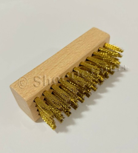 Brass Bristles Suede Nubuck Wire Brush Wood Handle Shoe Boot Bag Nap Cleaning - Picture 3 of 4